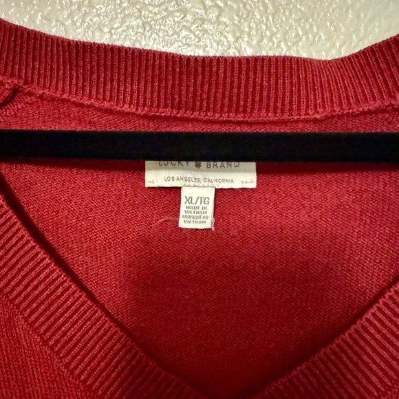 Lucky Brand Women's V-Neck Sweater in dark red - Picture 2 of 3